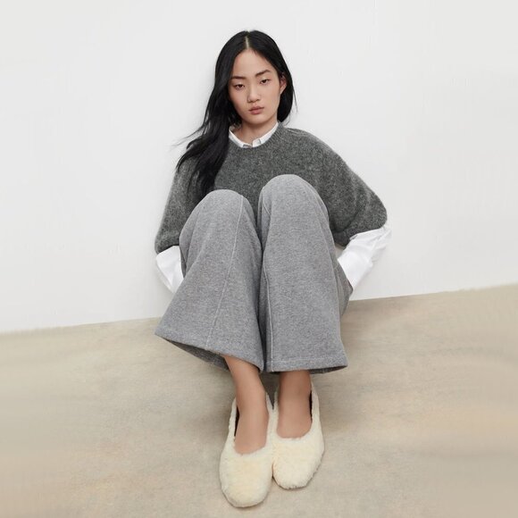 NWT Zara cream off-white faux fur low heeled ballet flats, 6 - Picture 1 of 13